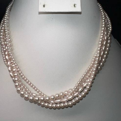 Twisted Vintage Faux Pearl  Multi Strand Necklace