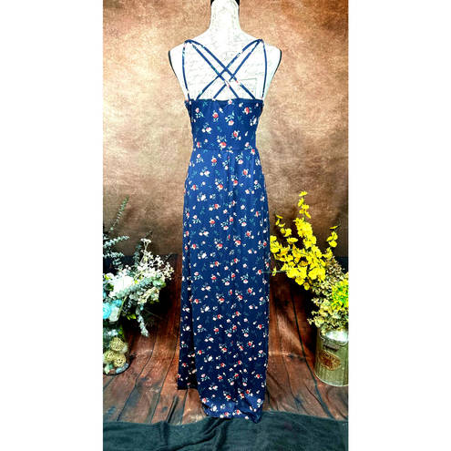 Nine Britton  Willow Brushed Knit Maxi Dress - Navy Floral - size L