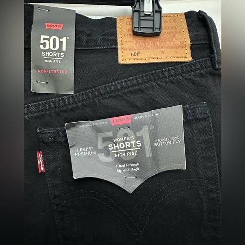 Levi’s  501 Shorts Size 28 Black Raw Hem Button Fly Premium Denim Cut Off NWT