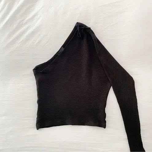 The Range / FWRD Alloy Rib One Shoulder Top in Black Size M Retail $145