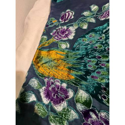 Decorated Originals Scarf with Fring Crushed Velvet Peackcok and Floral …