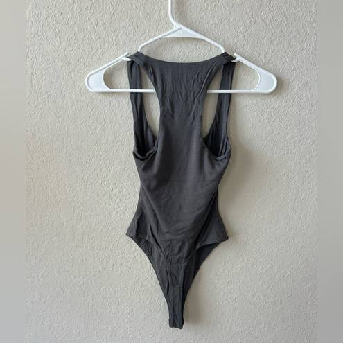 Naked Wardrobe NWT  Charcoal Grey Racerback Bodysuit