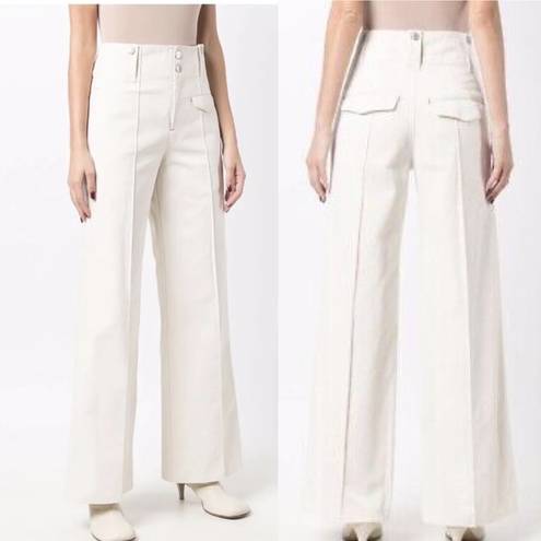 Isabel Marant  dilirok wide leg pinched front ecru trousers pants size 38