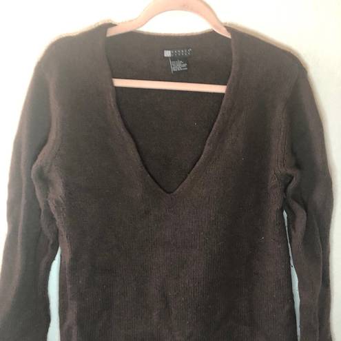 Carole Little  Sweater Brown V Neck Wool Blend Sweater Sz L GUC