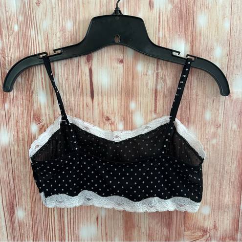 Petra Fashions Vintage  Black Polka Dot White Lace Trim Sheer Bralette