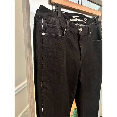 Seven7  BEADED Black NWT Straight Leg Pants Size 12