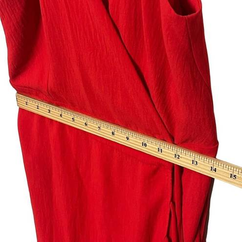 Vix Paula Hermanny  Cyndi Crinkled Voile Midi Wrap Dress Red Womens Size L