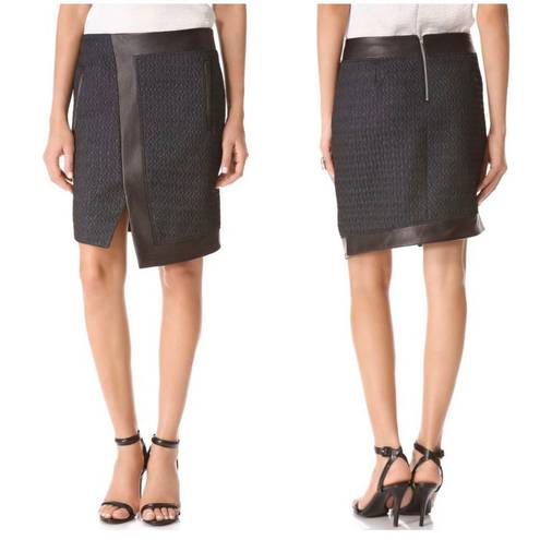 Helmut Lang Angled Peak Jacquard Leather Skirt size extra small XS