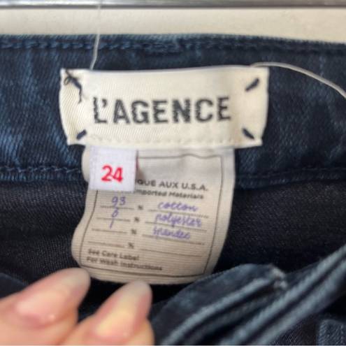 L'AGENCE Marguerite High Rise Skinny Dark Wash Jeans in Everett 24"