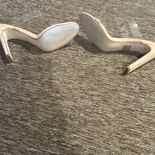 Boohoo  Clear Strap Suede Heels size 8