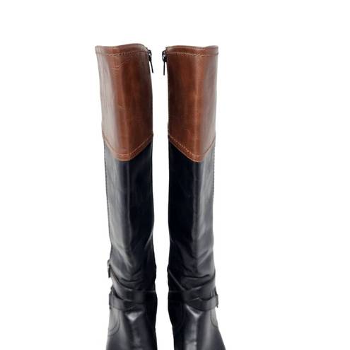 Unisa  Trinee Two Tone Stretch Calf Buckle Detail Knee High Riding Boots Size 8 M