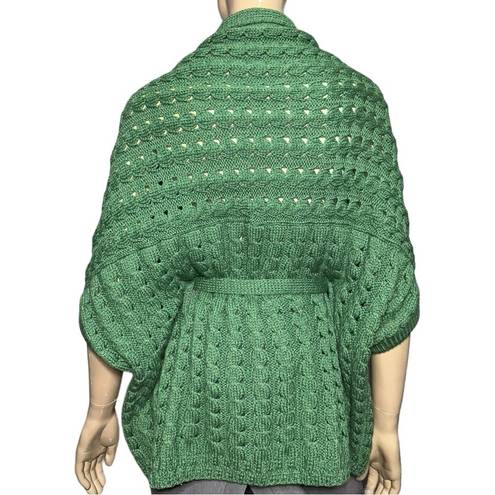 Blarney Woolen Mills One Size Green Chunky Merino Wool Wrap Sweater Poncho