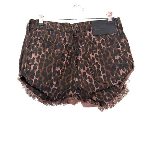 One Teaspoon Bandits Leopard Denim Shorts NWT Sz 26