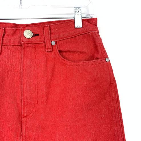 Rag and Bone  Skirt Women's Size 25 Moss Red Denim Mini Distressed Raw Hem Casual