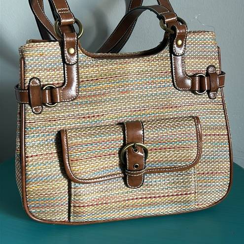 Studio Works New  Woven Striped Double Strap Shoulder Bag Purse