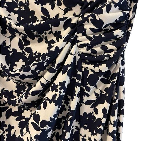 Krass&co NY& Stretch Floral Dress Navy Blue/White Size Small