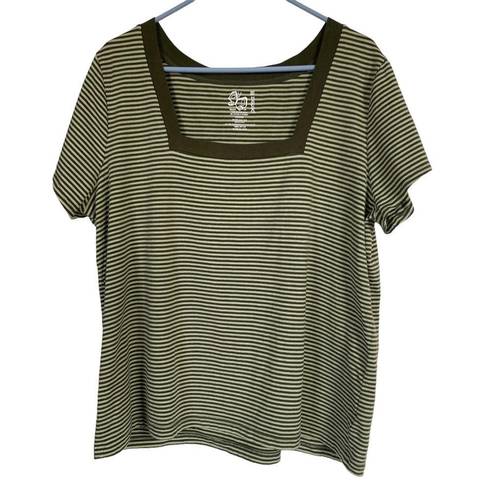 Fashion Bug  women’s 22/24W light and dark green striped short sl…