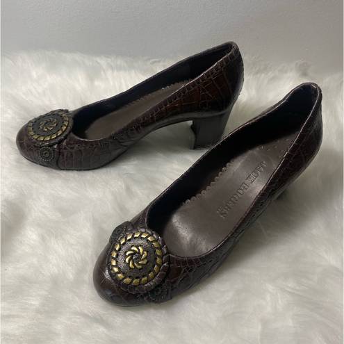 Jack Rogers  Marlo Brown Leather Gold Hardware Heel Size 7 1/2M