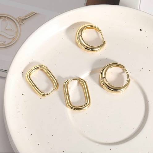 Gold Hoop Earrings| 3 Pairs| 14K Gold Plated| Lightweight| Hypoallergenic Hoops