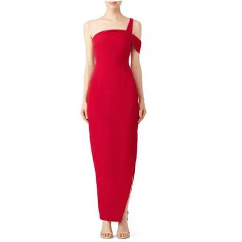 Keepsake Shooting Star One Shoulder Long Gown Bright Red Dress Side Slit Maxi XS