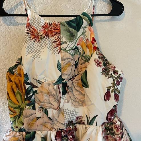 Anthropologie Dahlia Cameo Asymmetrical Peplum  Coquette Floral Top Size L