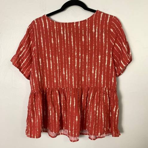 Krass&co Naturals D&C  Naturals Printed Linen Blend Peplum Blouse Tie Dye Size XS