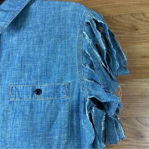 Krass&co Lauren Jeans  Ralph Lauren Shredded Sleeves Denim Lightweight Shirt