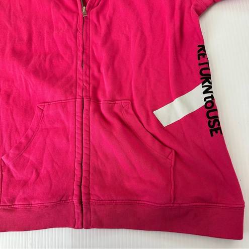 Free City  Leopard Zip Hoodie Fuschia, S