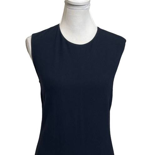 Vince  Ribbed Pencil Dress Navy Fitted Sleeveless Knit Crew Neck Sheath Size M