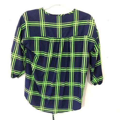 Peach Love California *LAST CHANCE*  navy green plaid blouse