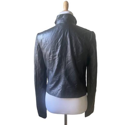 Kimberly  Ovitz Black Cropped Moto Leather Jacket Size 8