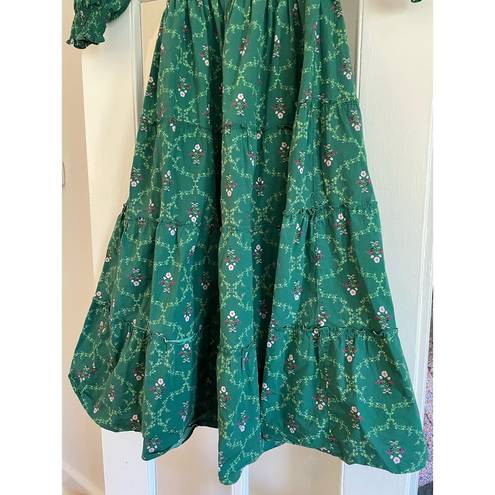 Hill House  Home Nesli Nap Dress Emerald Trellis Green Size XS