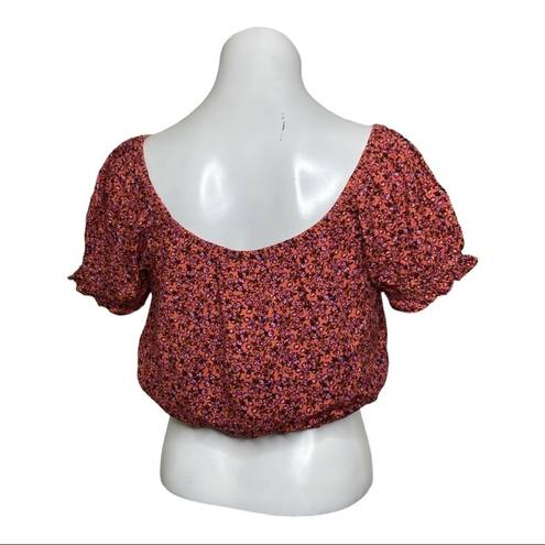 Sky And Sparrow  Coral Floral Crop Top Size Medium NWT