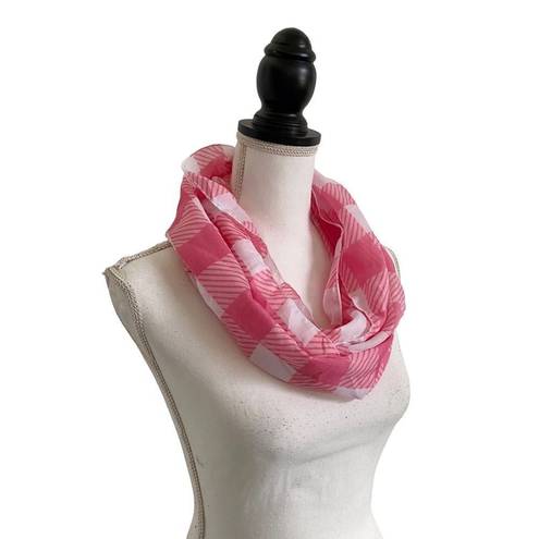 infinity Baby Pink & White Farmhouse Plaid  Style Fashion Scarf Ladies OSFM