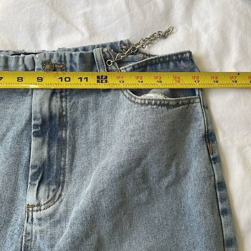 LIONESS  Urban Outfitters Light Blue Wide Leg Chain High Rise Jeans size Large