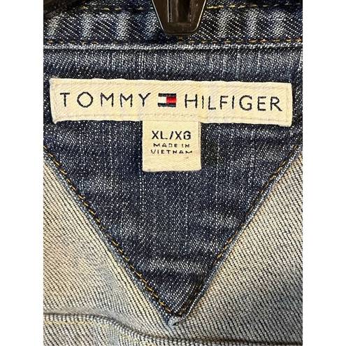 Tommy Hilfiger  VTG 2004 womens XL Cropped Denim Blue Jean Jacket Full Zipper (32