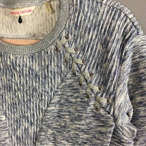 Rebecca Taylor  Moto Sweatshirt Medium off white and navy heather cotton