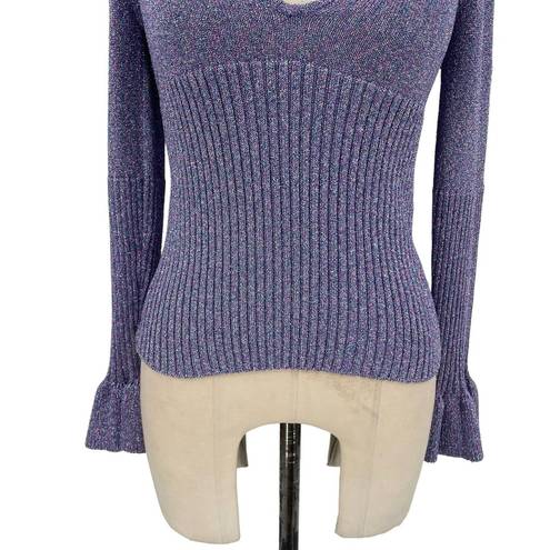 Alice McCALL  Metallic Knit Love Letters Knit Metallic Top Sweater Purple Size XS