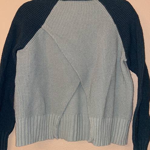 Madewell  Cropped Turtleneck Sweater Size M Teal Aqua Waffle Knit