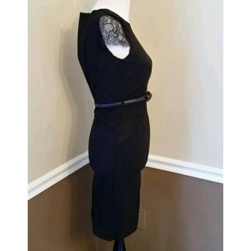 Krass&co NEW London Dress  ModCloth Black Lace Cap Sleeves Bow Belt Pinup Style Dress 4