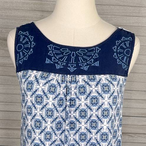 Eliane Rose  Boho Tank Top Medallion Print Blue/White-Small