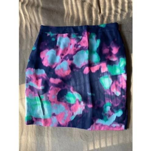 Kate Spade  Pink Purple Barry Abstract Watercolor Tie Dye Pencil Skirt Size 14 XL