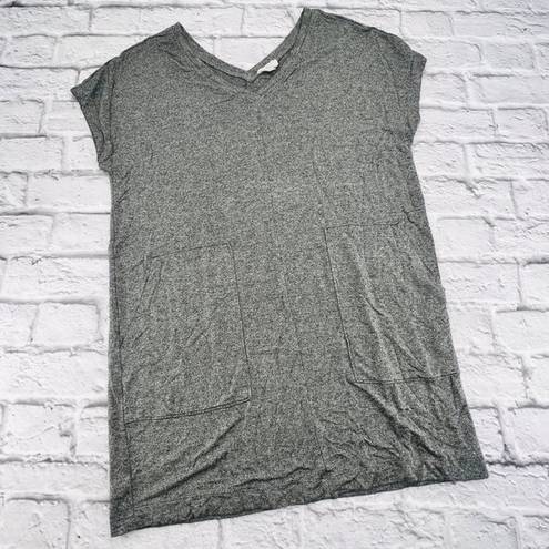 The Loft  Outlet Dress Women's Medium‎ Grey Heathered Short Sleeve Pockets Lounge