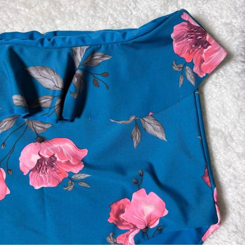 REEF NWOT Coral  Blue Floral Reversible High Waist Swim Bottoms