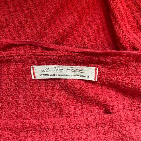 We The Free FP North Shore Red Waffle Knit Oversized Top