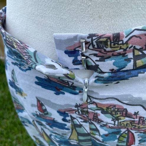 Nine West  linen Sail ship print pencil skirt with pockets