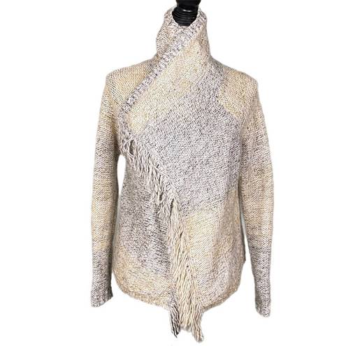 Joie SOFT  knit open cardigan with fringe in ombré creams and grays. Size XS. EUC