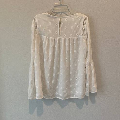 The Loft  Dainty Embroidered Bell Sleeve Blouse size XS 