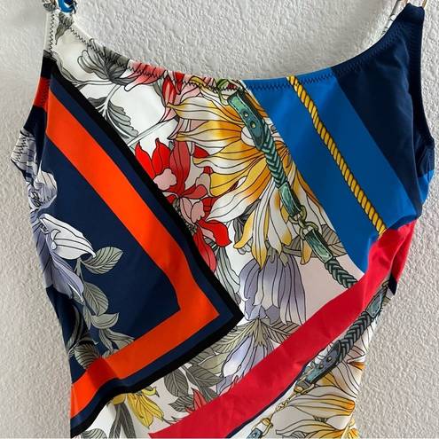 Gottex  Multi Printed Metallic Hardware One Piece Swimsuit US 10