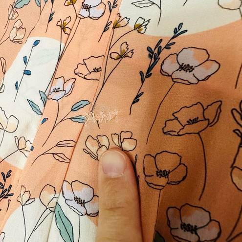 Hunter Bell  Women's Silk Casper Marfa Flowers Peach Floral Midi Dress Size 0